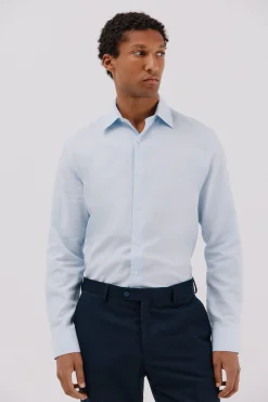 Cortefiel Camisa vestir pata de gallo algodón tencel Azul Best