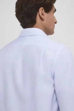 Pedro del Hierro Camisa vestir puño gemelo non iron y antimanchas lisa tailored fit Azul Best