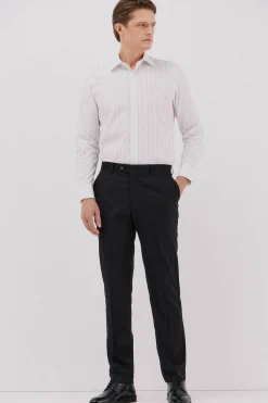 Cortefiel Camisa vestir rayas algodón tencel Blanco Sale