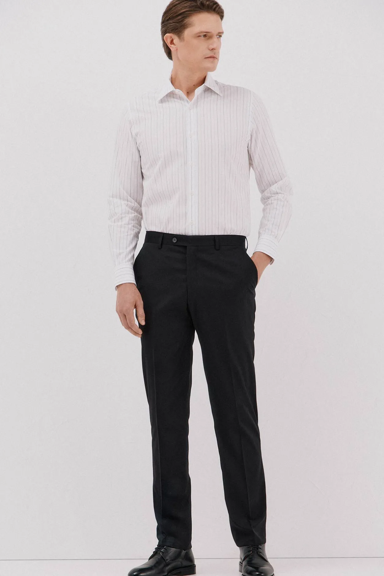 Cortefiel Camisa vestir rayas algodón tencel Blanco Sale