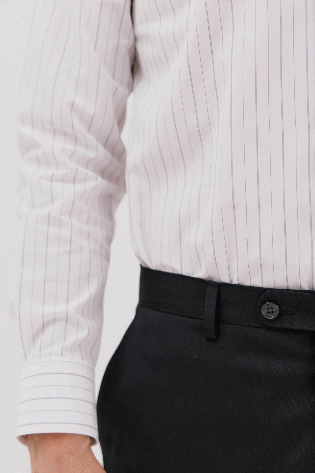 Cortefiel Camisa vestir rayas algodón tencel Blanco Sale