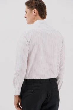 Cortefiel Camisa vestir rayas algodón tencel Blanco Sale