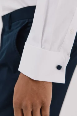 Cortefiel Camisa vestir rayas algodón tencel Blanco Clearance