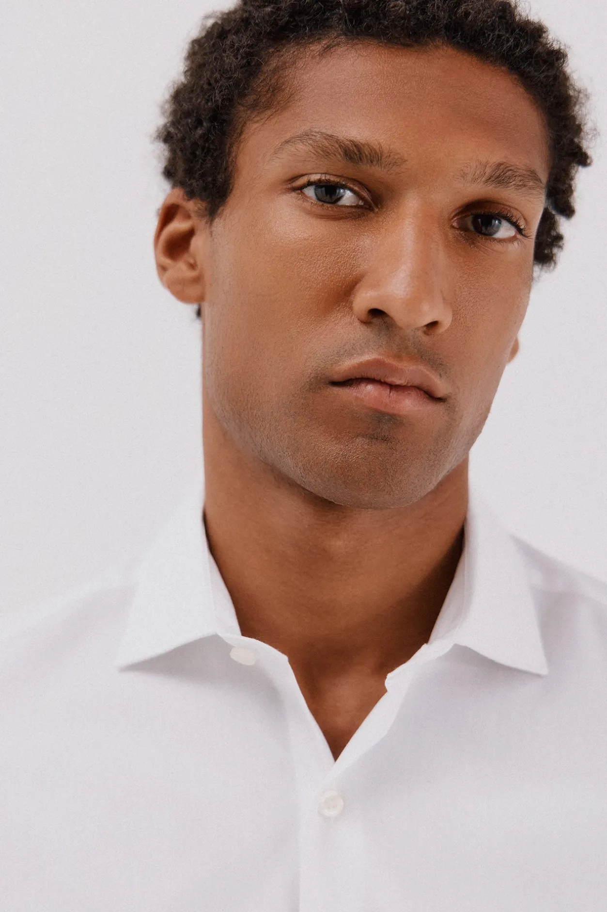 Cortefiel Camisa vestir rayas algodón tencel Blanco Clearance