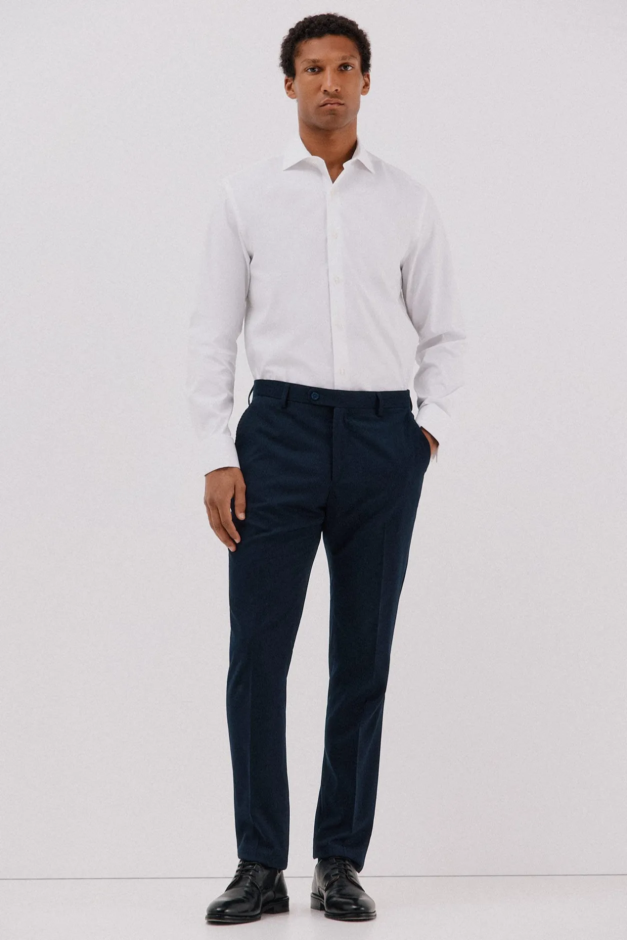 Cortefiel Camisa vestir rayas algodón tencel Blanco Clearance