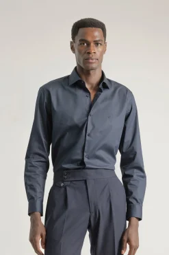 PuroEGO Camisa vestir regular fit popelin Azul marino Best