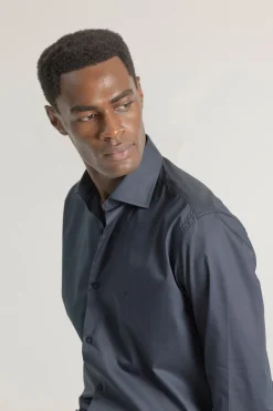 PuroEGO Camisa vestir regular fit popelin Azul marino Best