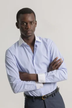 PuroEGO Camisa vestir regular mil rayas Azul Online