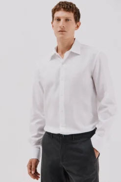 Cortefiel Camisa vestir twill fácil plancha Blanco New