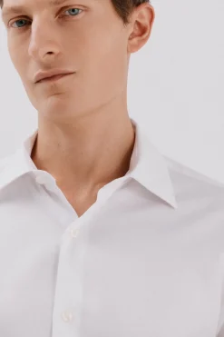 Cortefiel Camisa vestir twill fácil plancha Blanco New