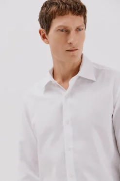 Cortefiel Camisa vestir twill fácil plancha Blanco New