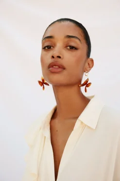 Cortefiel Camisa volante manga larga Blanco Clearance