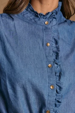 Polín Et Moi Camisa volantes denim Javiera Azul