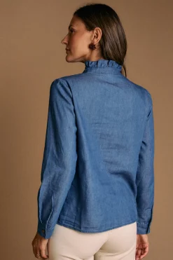 Polín Et Moi Camisa volantes denim Javiera Azul