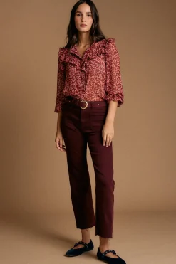 Polín Et Moi Camisa volantes estampado Lidia Vino Clearance