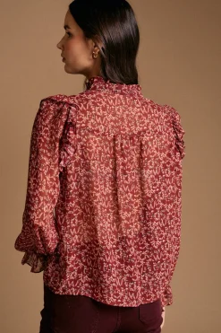 Polín Et Moi Camisa volantes estampado Lidia Vino Clearance