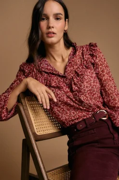 Polín Et Moi Camisa volantes estampado Lidia Vino Clearance