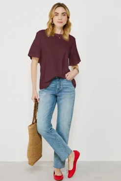 Vila Camiseta algodón orgánico con calados Morado New