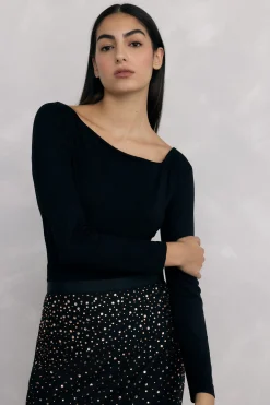 Pedro del Hierro Camiseta asimétrica Negro New