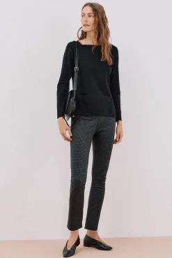 Cortefiel Camiseta barco botones Negro Clearance