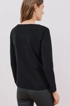 Cortefiel Camiseta barco botones Negro Clearance