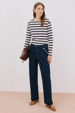 Cortefiel Camiseta barco botones Estampado azul Outlet