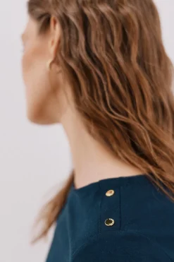 Cortefiel Camiseta barco botones Azul marino