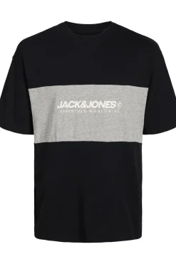 Jack & Jones Camiseta bicolor logo frontal negro Outlet