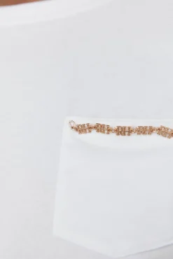 Pedro del Hierro Camiseta bolsillo cadena Blanco Clearance