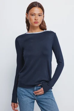 Springfield Camiseta botones hombro cuello azul