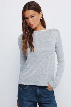 Springfield Camiseta botones hombro cuello gris Sale