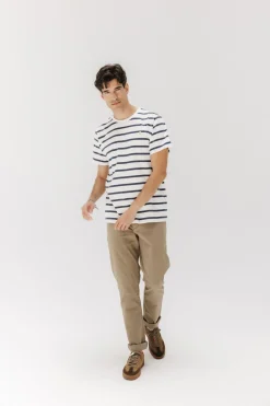 elPulpo Camiseta básica bordado rayas Blanco Discount