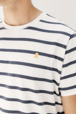 elPulpo Camiseta básica bordado rayas Blanco Discount