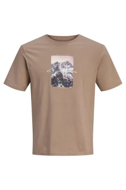 Jack & Jones PLUS Camiseta básica con estampado marr&oacute;n Outlet