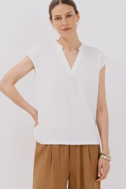 Cortefiel Camiseta básica cuello mao desmentido Blanco Online