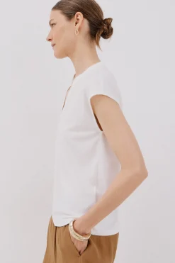 Cortefiel Camiseta básica cuello mao desmentido Blanco Online