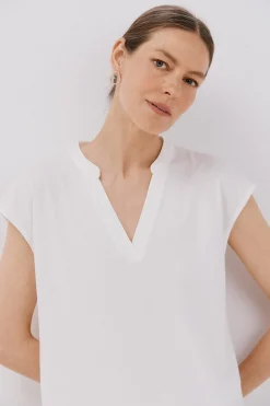 Cortefiel Camiseta básica cuello mao desmentido Blanco Online