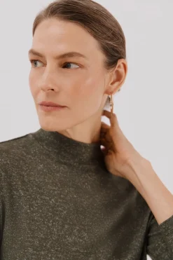 Cortefiel Camiseta básica cuello perkins Kaki Hot