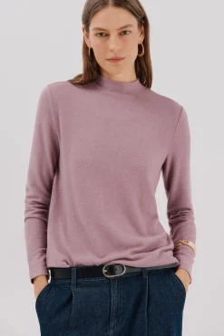 Cortefiel Camiseta básica cuello perkins Lila Outlet