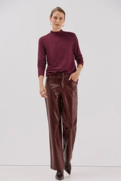 Cortefiel Camiseta básica cuello perkins Morado Hot