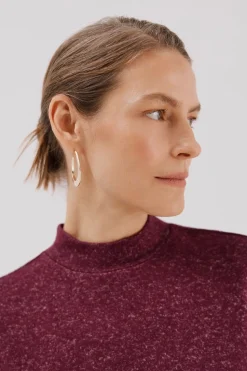 Cortefiel Camiseta básica cuello perkins Morado Hot