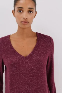 Cortefiel Camiseta básica cuello pico Morado Discount