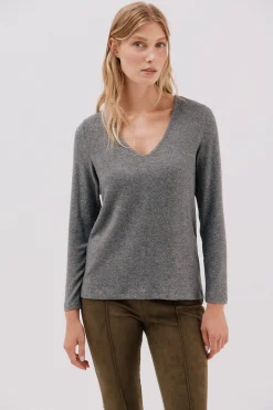 Cortefiel Camiseta básica cuello pico Gris Hot