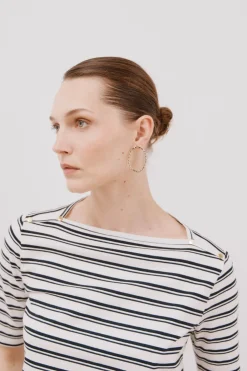 Cortefiel Camiseta básica escote barco Estampado blanco Online