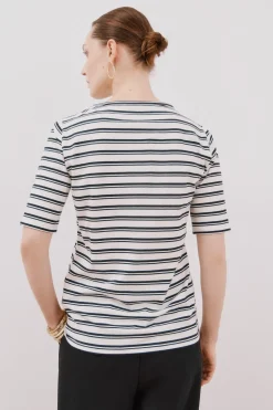 Cortefiel Camiseta básica escote barco Estampado blanco Online