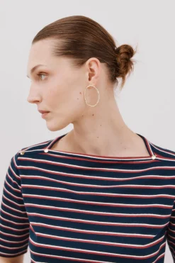 Cortefiel Camiseta básica escote barco Estampado azul