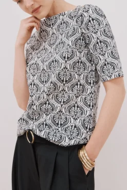 Cortefiel Camiseta básica escote barco Estampado gris Clearance