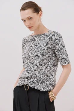 Cortefiel Camiseta básica escote barco Estampado gris Clearance