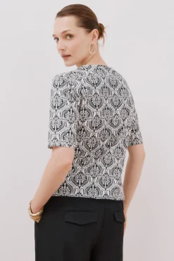 Cortefiel Camiseta básica escote barco Estampado gris Clearance