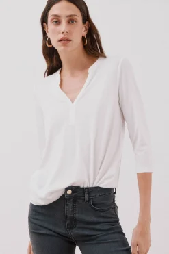 Cortefiel Camiseta básica escote mão Blanco Online